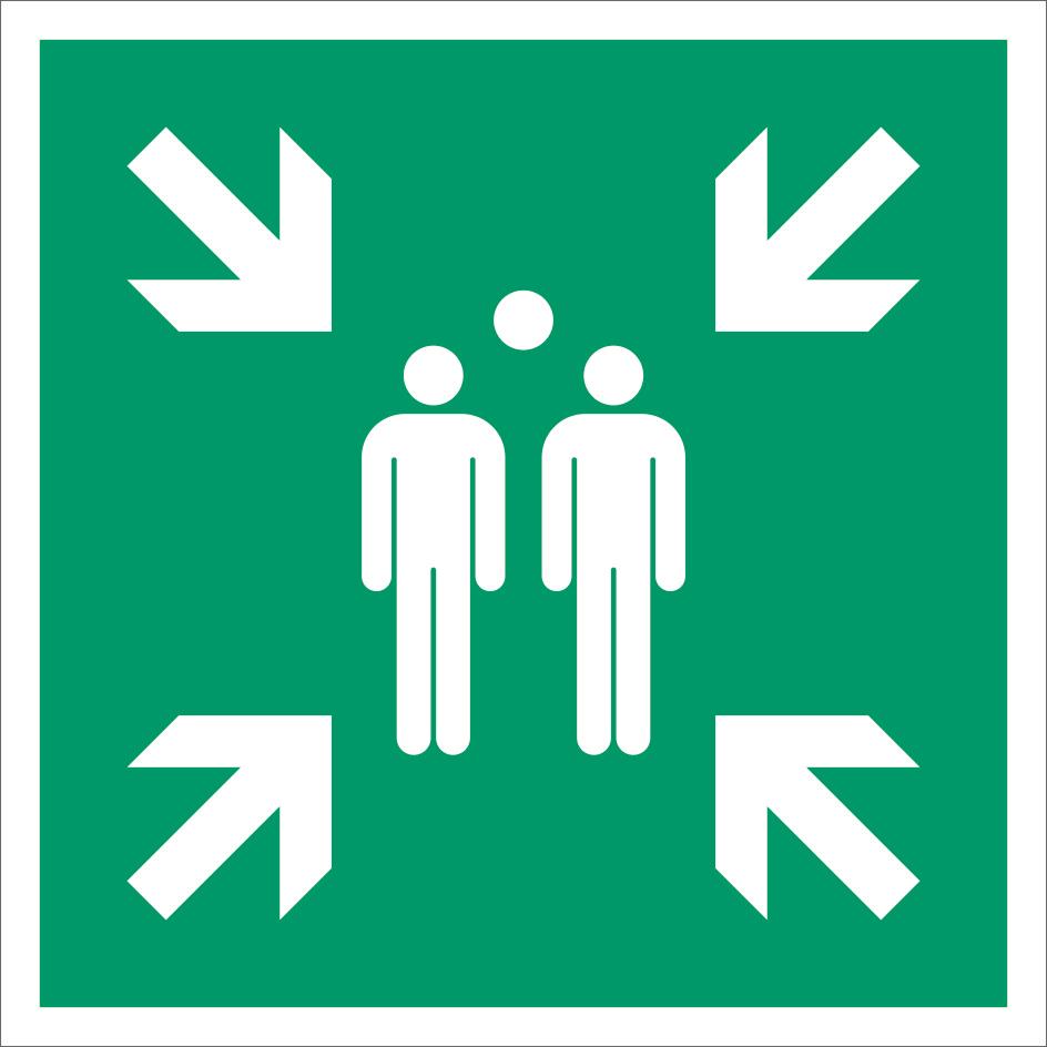 Rettungszeichen Sammelstelle nachleuchtend – Sicherheitszeichen ISO 7010 E007 / ASR A1.3