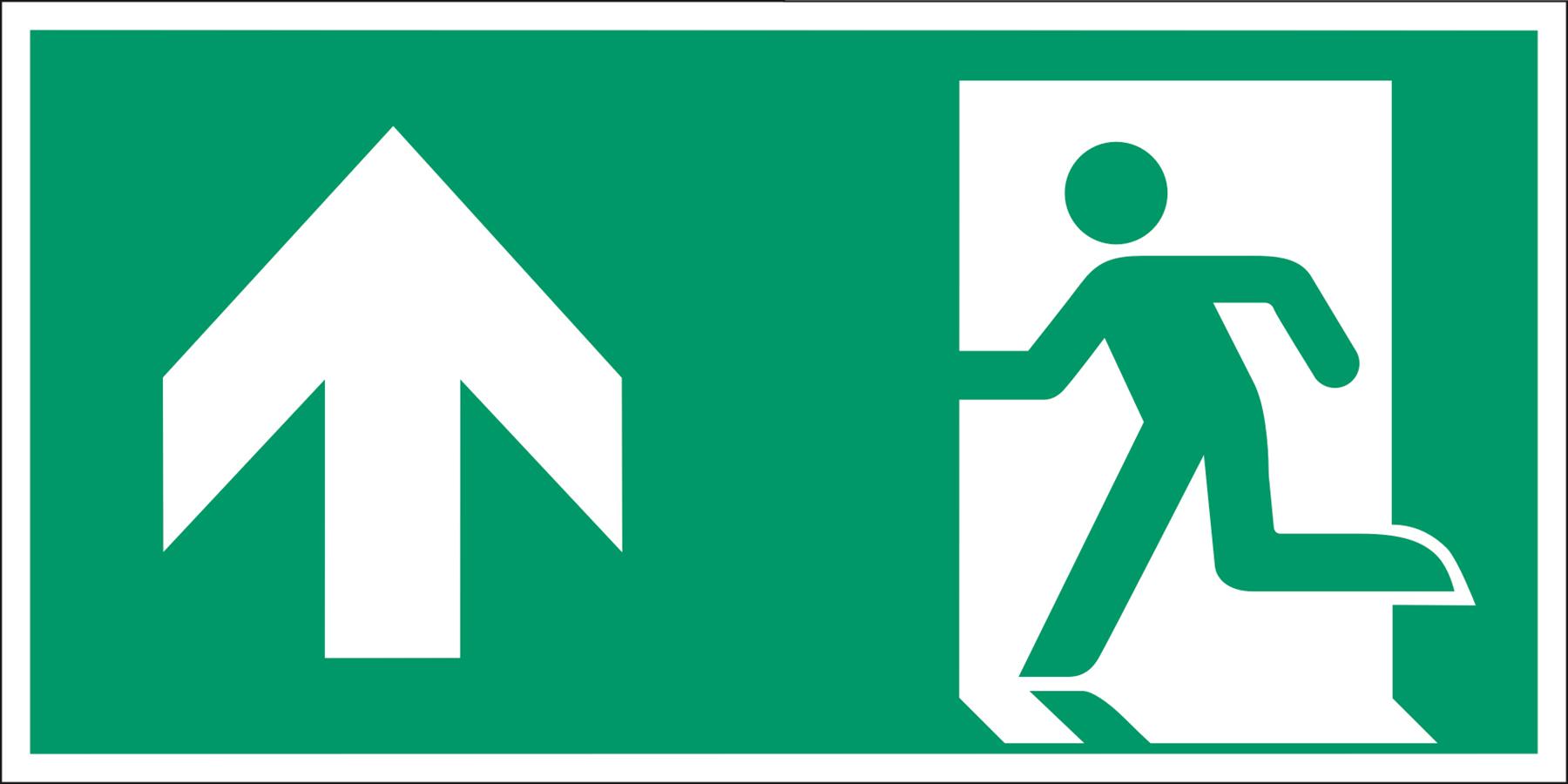 Notausgang links aufw. geradeaus o. Lichtkante