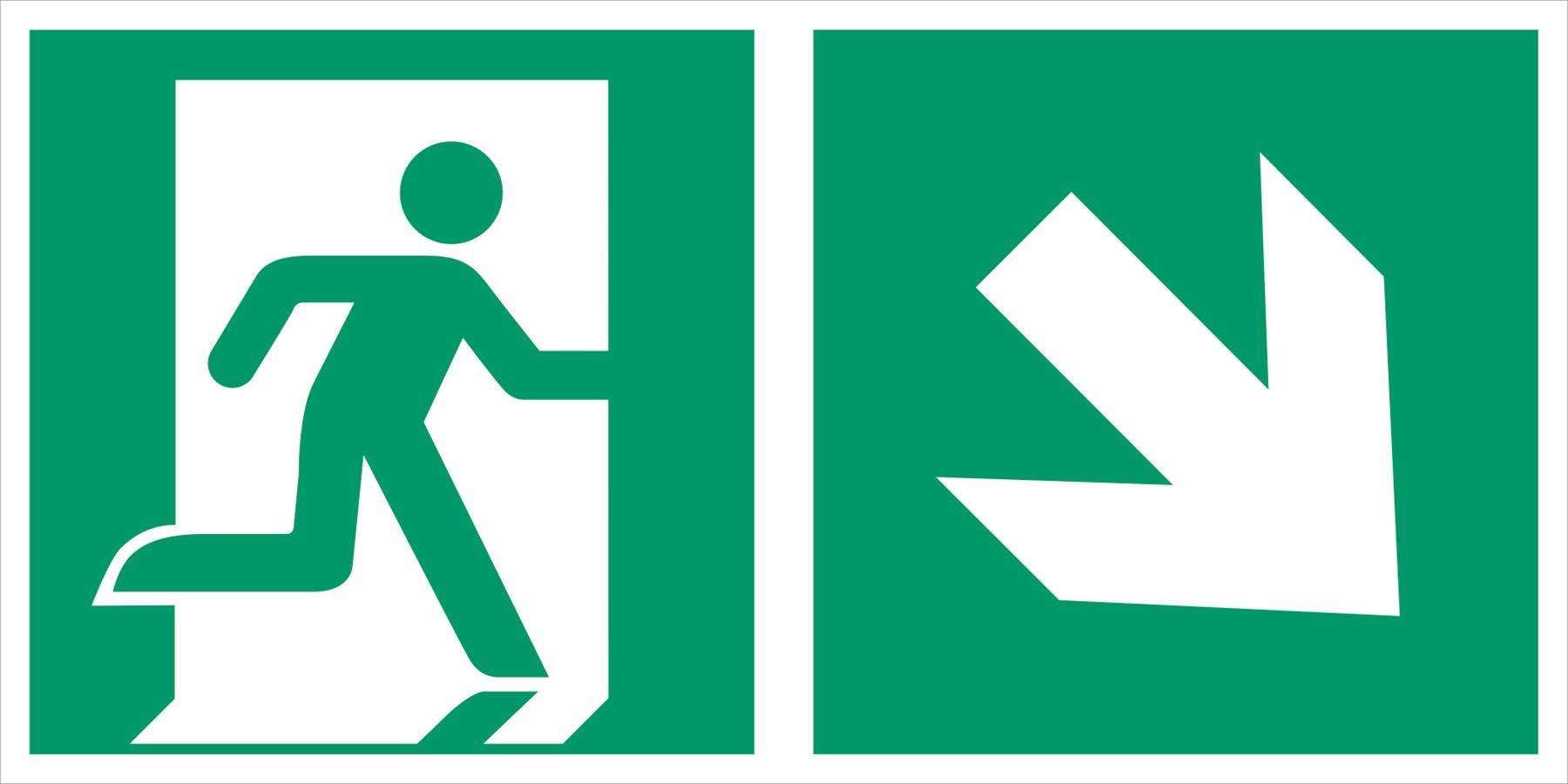 Kombischild Rettungsweg rechts abwärts ASR A1.3
