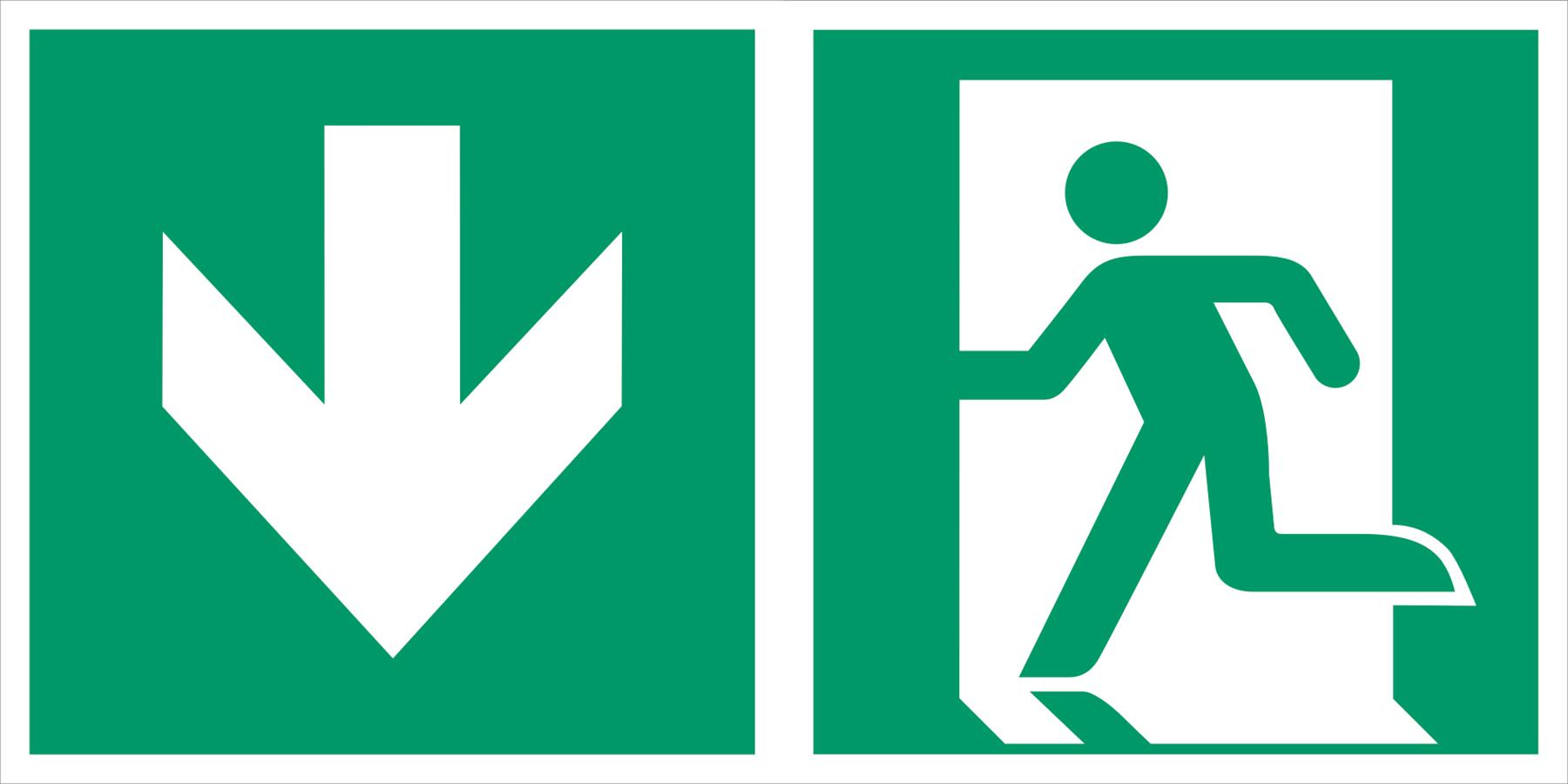 Notausgang links abwärts