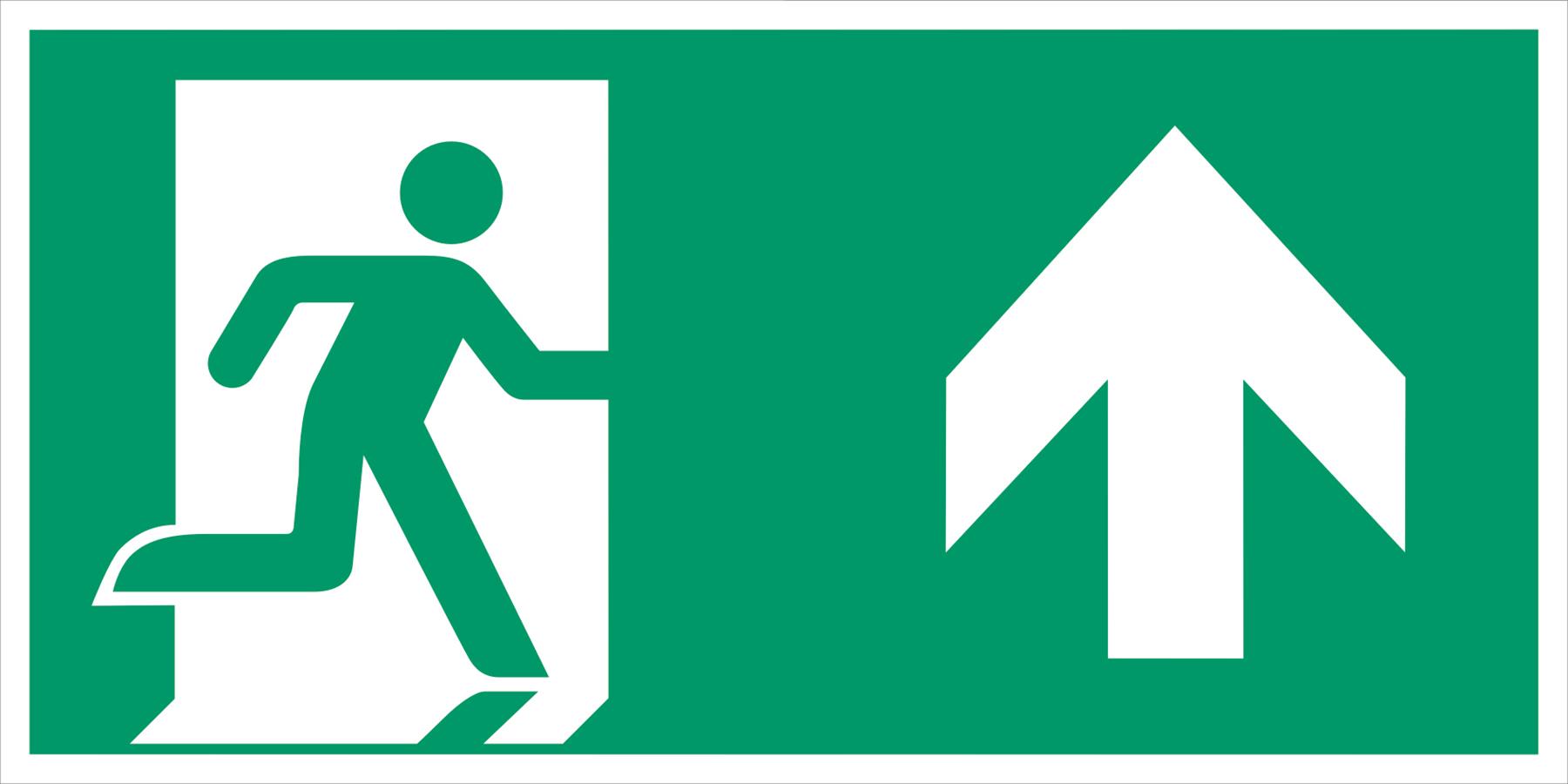 Notausgang rechts aufw. bzw. geradeaus o. Lichtkante