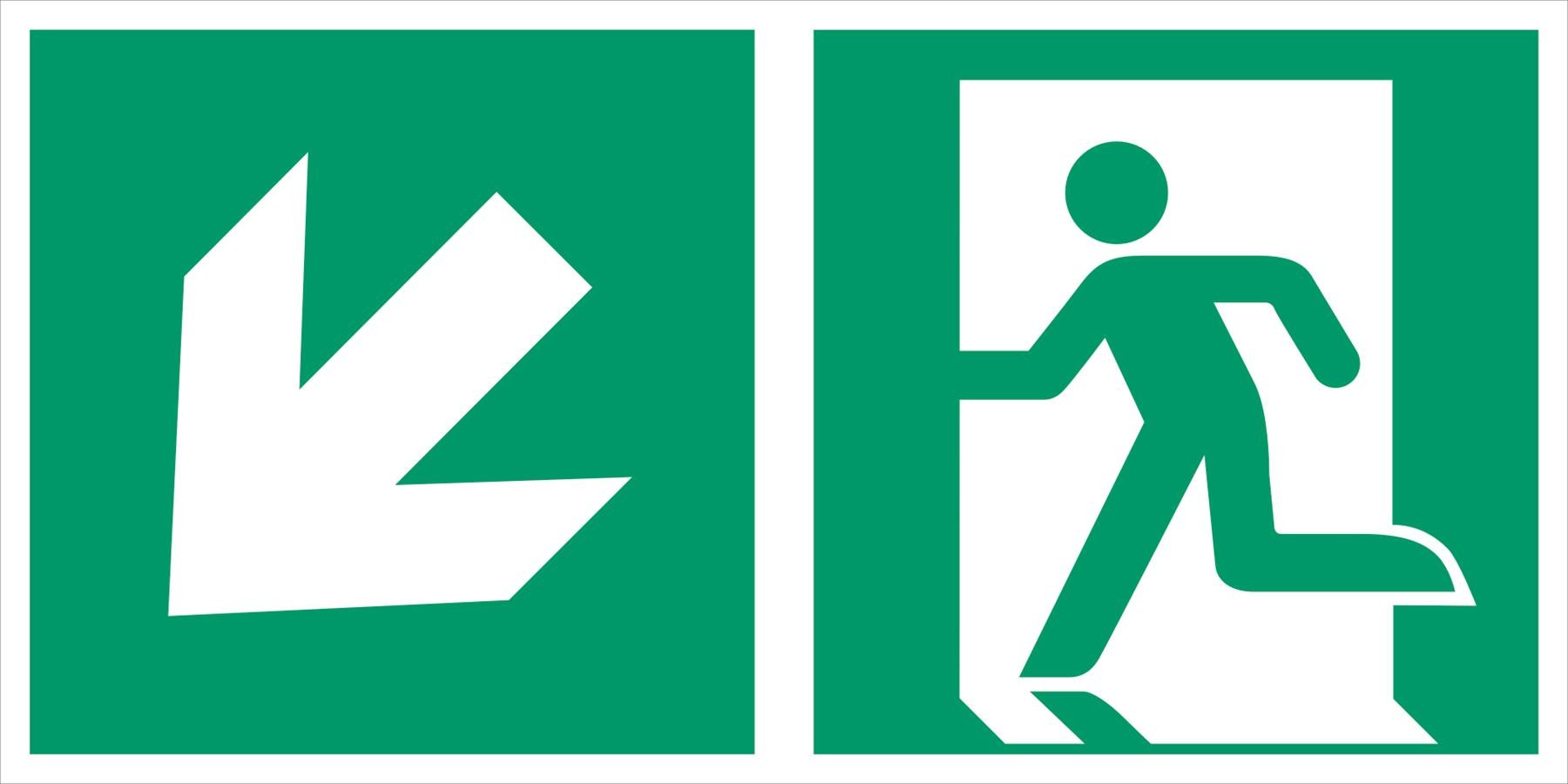 Kombischild Rettungsweg links abwärts ASR A1.3 Kombischild Rettungsweg links abwärts ASR A1.3