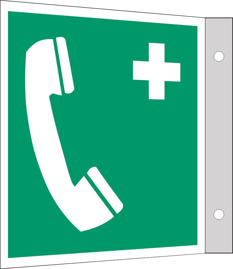 Fahnen,- Winkelschild Notruftelefon