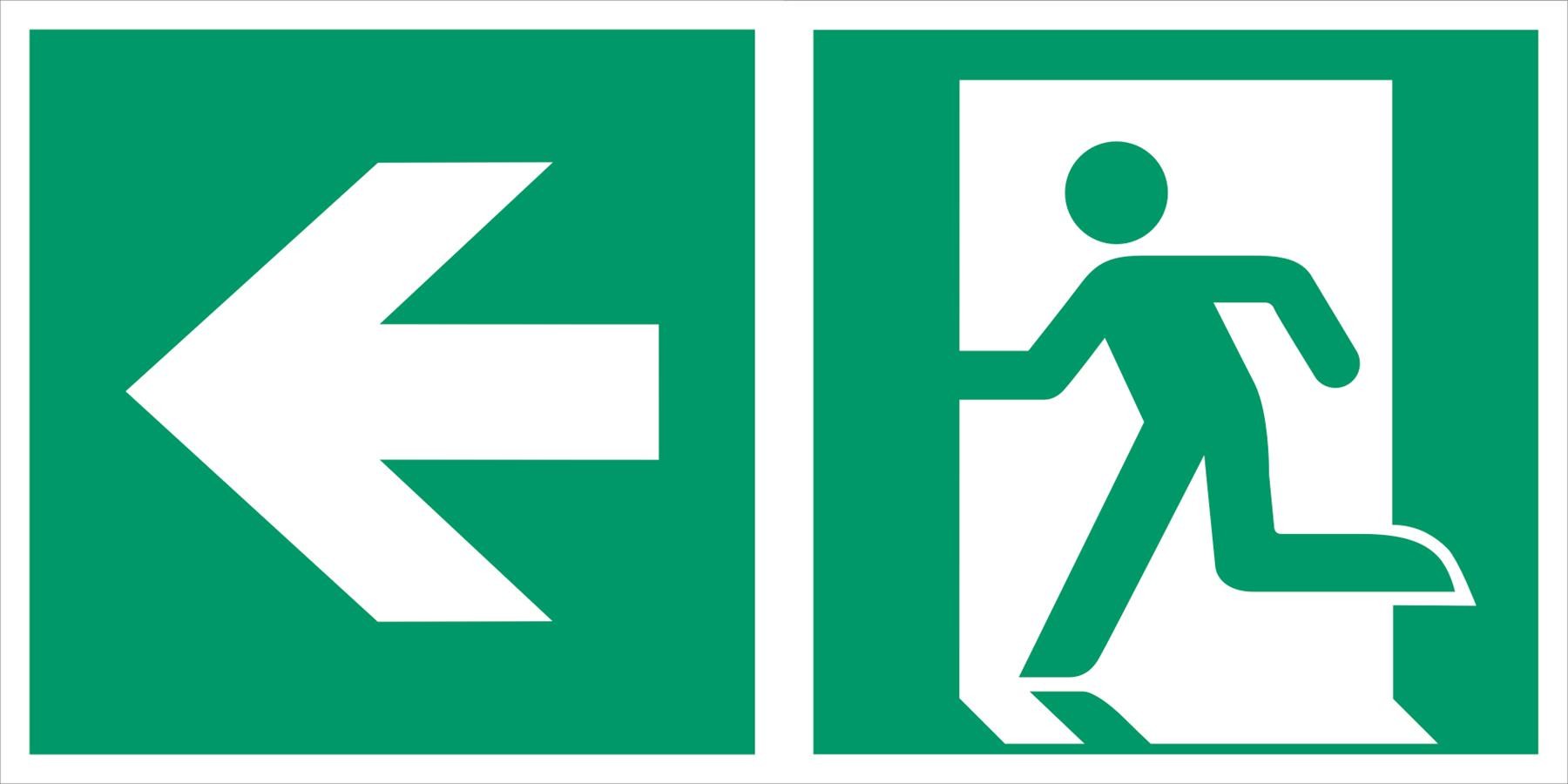 Kombischild Rettungsweg links nach ASR A1.3